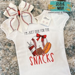 Baseball shirt tee  Sister I&#39;m Just Here for the Snacks Printed Tee boys girls toddler summer sports
