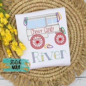 Mardi Gras Candy Cart with Beads Sketch, Mardi Gras Sketch Shirt