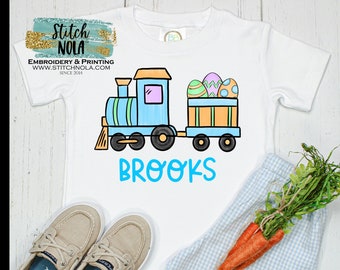 Personalized Easter Train Printed Shirt, Easter Printed Shirt