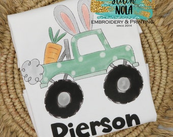 Personalized Easter Bunny Monster Truck Printed Shirt, Easter Printed Shirt