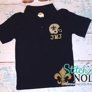Monogrammed Collared Shirt with Helmet Applique