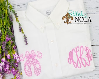 Dance Recital Cover Up, Dance Revue Cover Up, Dance Cover Up, Monogrammed Oxford, Ballerina Shirt, Ballerina Cover Up, Monogrammed Cover Up