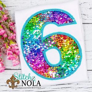Flip Sequins Birthday Number Applique, Sequined Number Applique, Sparkly Number Applique, Girly Number