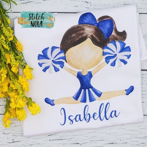 Personalized Blue And White Cheerleader Printed Shirt