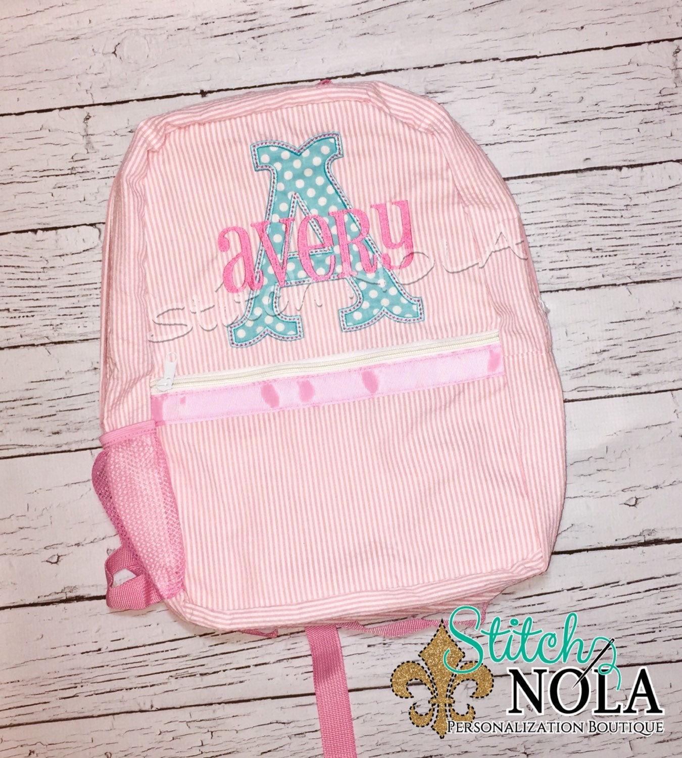 Seersucker Backpack with Letter Applique Seersucker Diaper | Etsy