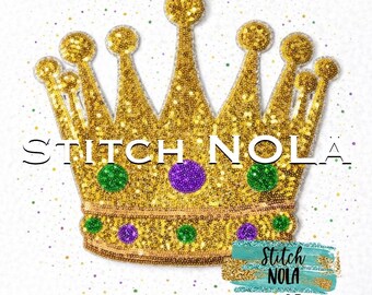 Large Mardi Gras Crown Sequin Adhesive Patch