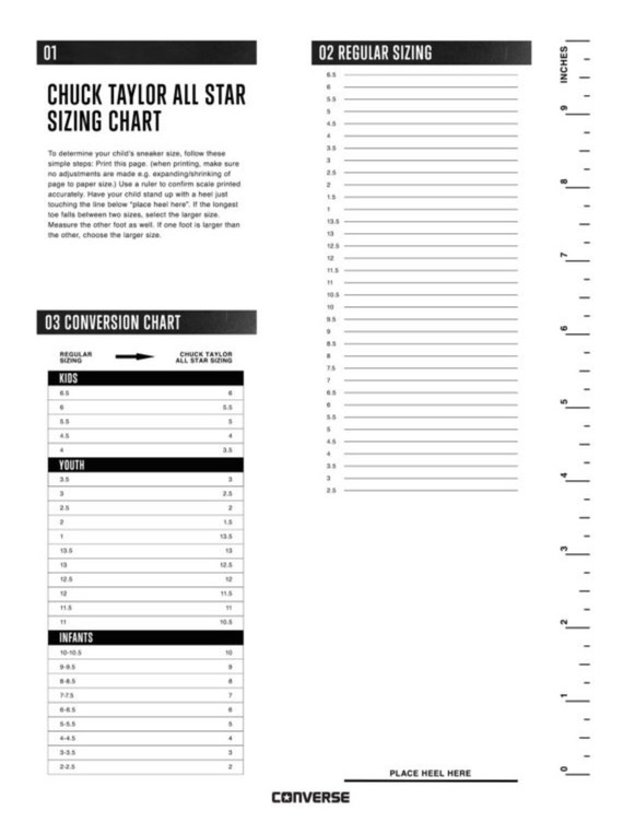 Converse One Star Sizing Chart