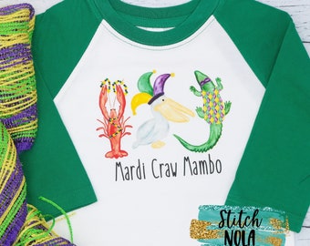 Camiseta personalizada con estampado Mardi Gras Louisiana Trio Mardi Craw Mambo