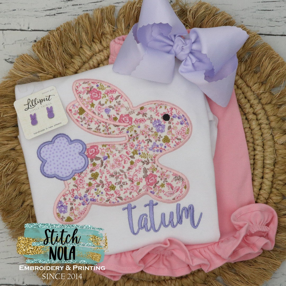 Hopping Bunny Applique, Girl Bunny Applique, Rabbit Applique, Easter ...