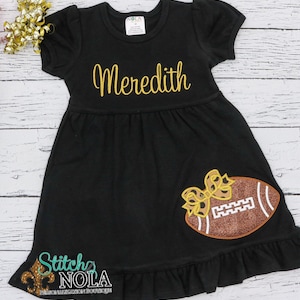 Football Dress, Football with Bow Applique, Glitter Football Dress