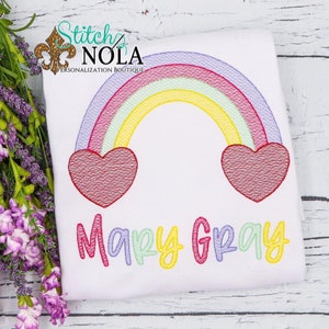 Rainbow Hearts Sketch Embroidery, Valentines Day Embroidery, Spring Embroidery, Valentines Day Shirt, Spring Shirt