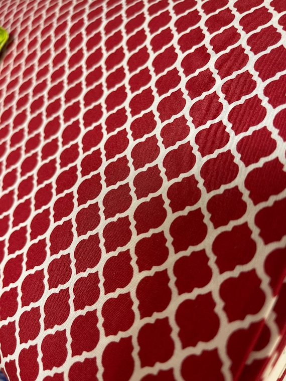 Red Mini Quatrefoil Fabric Fabric Finders 100 percent cotton Red Quatrefoil