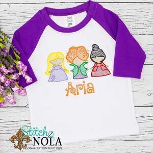 Personalized Halloween Top,  Shirt, Witch Trio Shirt Witch Trio Embroidery, Halloween Shirt