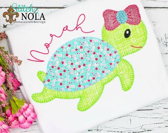 Mrs. Sea Turtle Applique, Personalized Spring/Summer Design