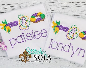 Trío de carnaval para niñas con punto vintage, camisa de carnaval, roscón de reyes vintage, cuentas vintage, máscara de carnaval vintage