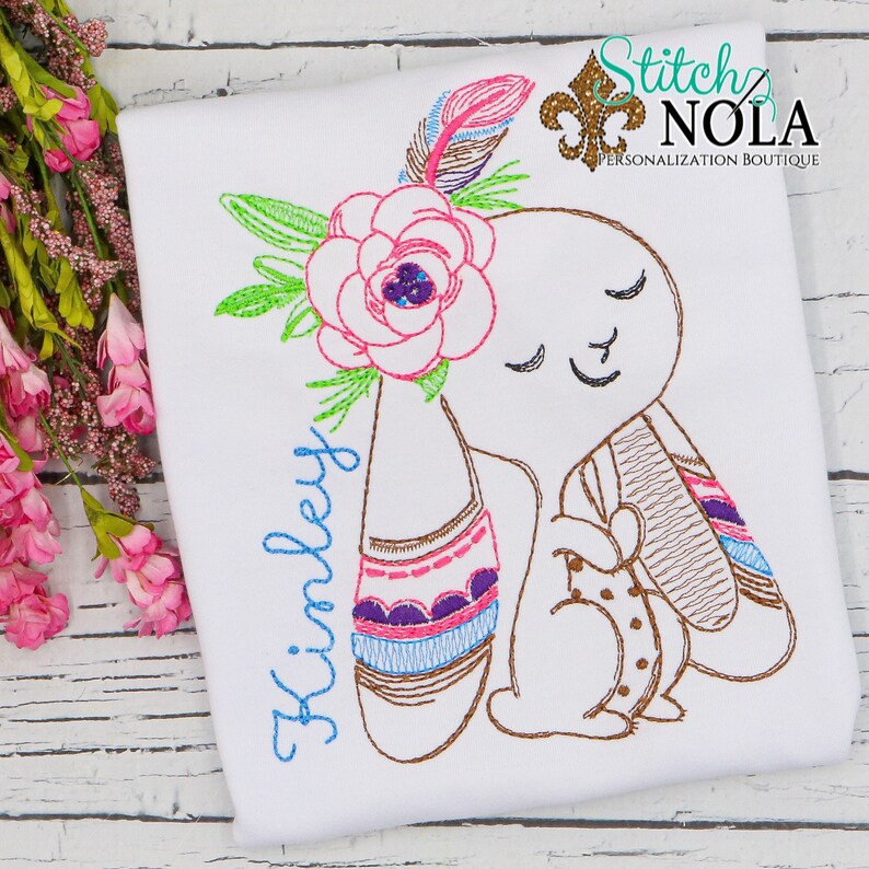 Tribal Easter Bunny Sketch Easter Sketch Embroidery Spring  Etsy