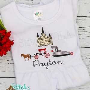 French Quarter Sketch Embroidery, New Orleans Sketch
