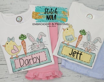 Personalized Easter Trio Printed Shirt, Easter Printed Shirt