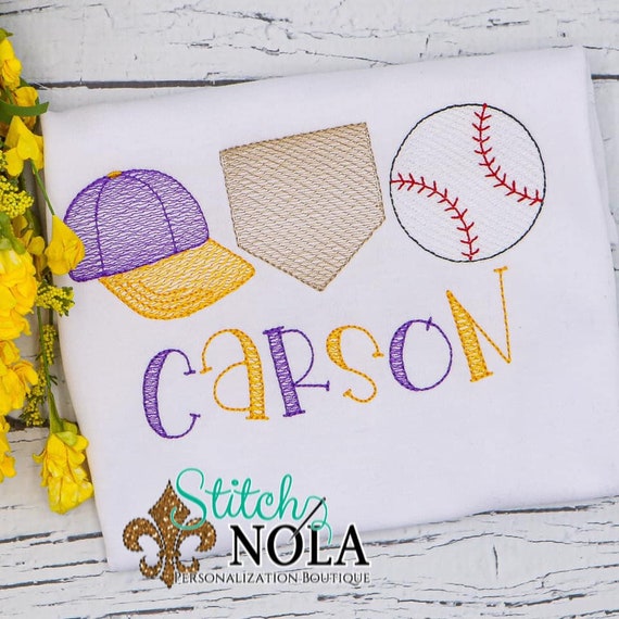 Embroidered Sports Caps Trio Boy Baseball Shirt / Mitt Baseball Hat / Baseball Trio  main image 2