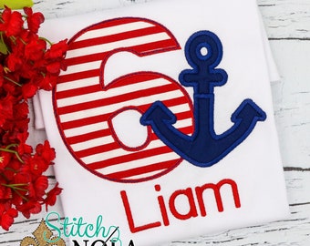 Anchor Birthday Applique, Anchor Applique, Nautical Birthday Applique