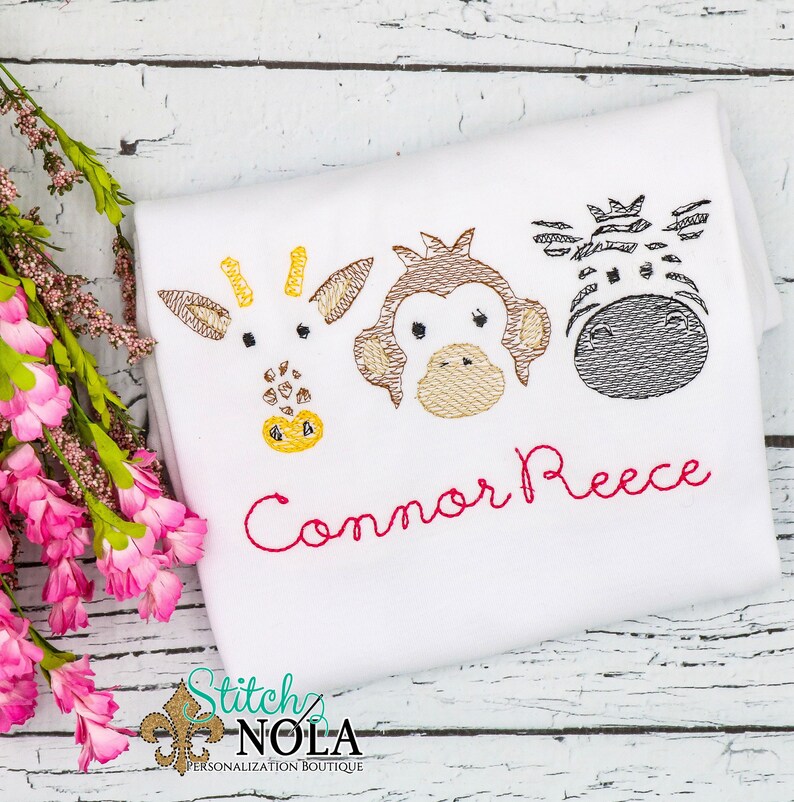 Zoo Sketch Embroidery Zoo Trio Shirt Zoo Shirt Etsy