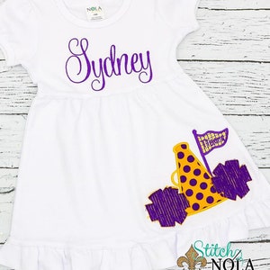 Purple and Gold Megaphone Pom-Pom Dress