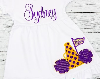Purple and Gold Megaphone Pom-Pom Dress