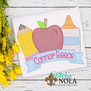 Back to School Personalized Shirt, Back to School Outfit, Apple Embroidery, Pre-School Outfit, Kindergarten Shirt