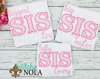 Sibling Set Applique, Big Brother, Little Sister, Big Sister, Little Brother
