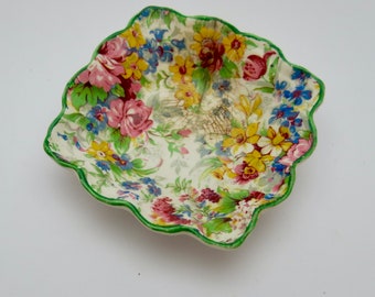 Midwinter Burslem Floral Butter Dish, trinket dish midcentury