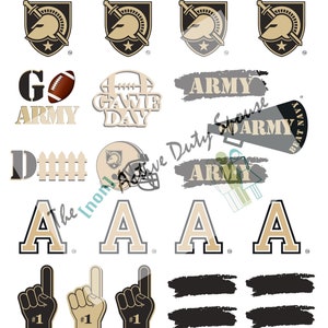 Tatouages temporaires USMA Gold - West Point, football Go ARMY, BlackJack the Mule, Eye Black, Mégaphone, esprit sportif universitaire, sous licence