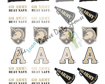 Temporary Tattoos USMA West Point, ARMY football Spirit wear, BlackJack the Mule, Go Army Beat Navy, Eye Black, Megaphone, College sports