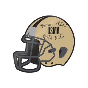 Calcomanía de vinilo troquelada con casco de fútbol americano del ejército, boom ahhh rah rah, calcomanía de vinilo troquelada USMA West Point en negro y dorado
