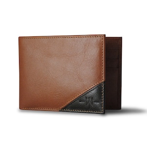 Oxford Gelehrten - schlanke Bi-Fold Herren Geldbörse: Cognac