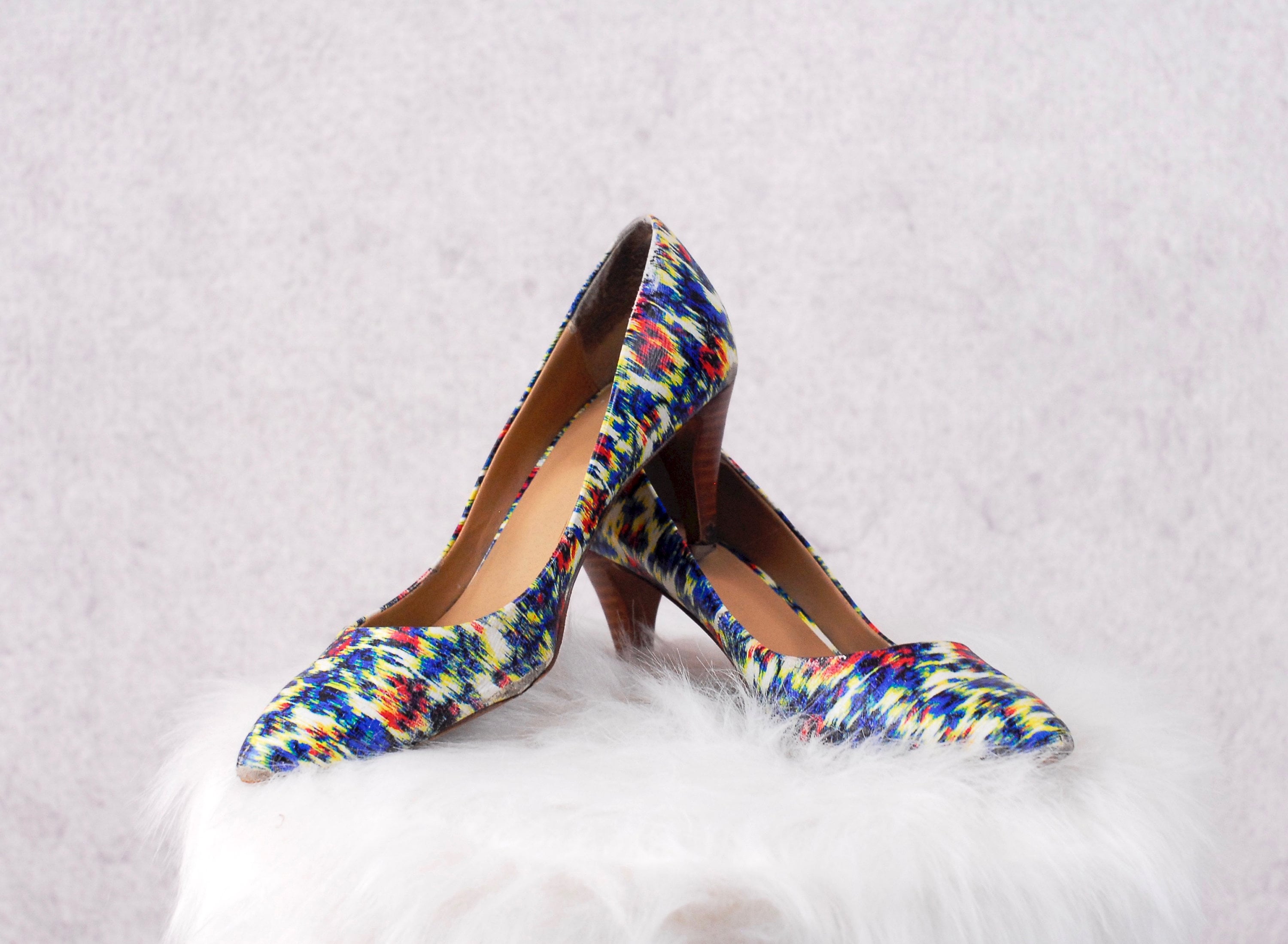 Multicolor Snake Kotted High Block Heels – Truffle Collection