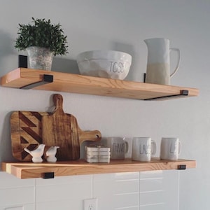 Floating Shelves -Choose Your Length, Depth, and Color -CUSTOM SHELVES -Solid Wood Shelf -Rustic Wood Shelving -J Bracket Hardware Included!