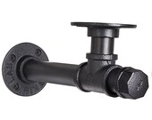 Shelf Brackets - 90 Degree Pipe Hangers for Industrial Style Floating Shelves - With EndCap, Shelf Bracket, Rustic Kitchens Bathrooms SINGLE
