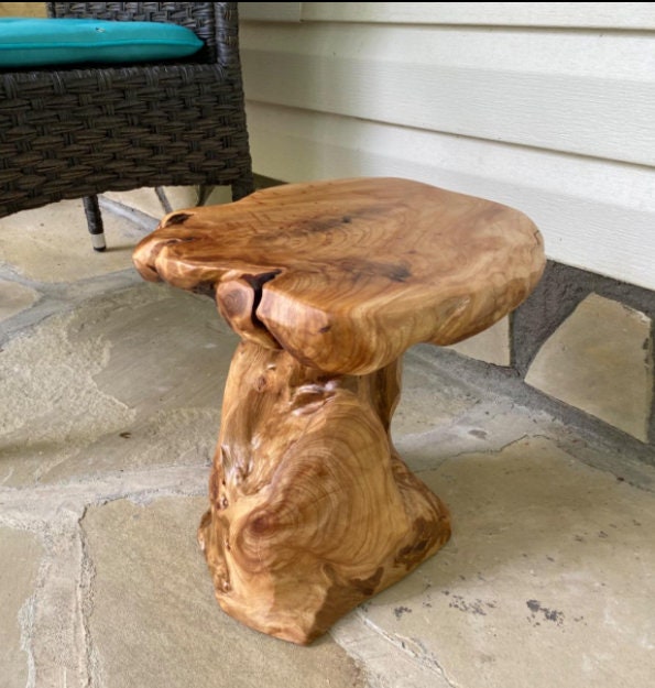 Taburete de tocón de árbol de cedro mesita de noche mesa | Etsy