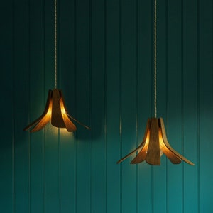 Wooden Pendant Light | Ceiling Light | Petal Shape | Customisable.