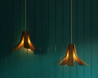 Wooden Pendant Light | Ceiling Light | Petal Shape | Customisable.