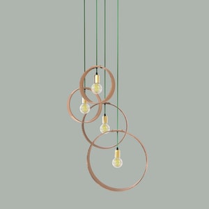 Wooden Chandelier with 4 Pendant Lights Handmade Pendants. image 6