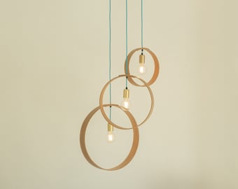 Customisable 3 Pendant Wooden Cluster Light | Wooden Chandelier.