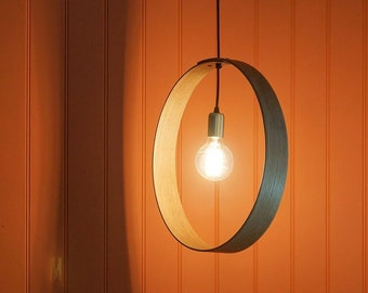 Wood Pendant Light | Minimalist Ceiling Light | Handmade Oak Pendant.