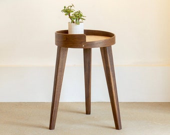 Bed Side Table | Round Wood Side Table | Small Oak Table | Walnut Side Table.