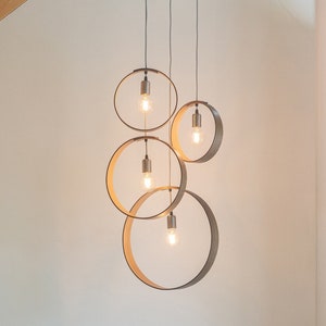 Wooden Chandelier with 4 Pendant Lights Handmade Pendants. image 2