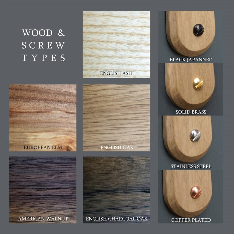 Custom wood types for coat hook