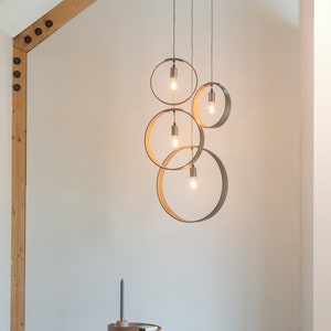 Wooden Chandelier with 4 Pendant Lights Handmade Pendants. image 4