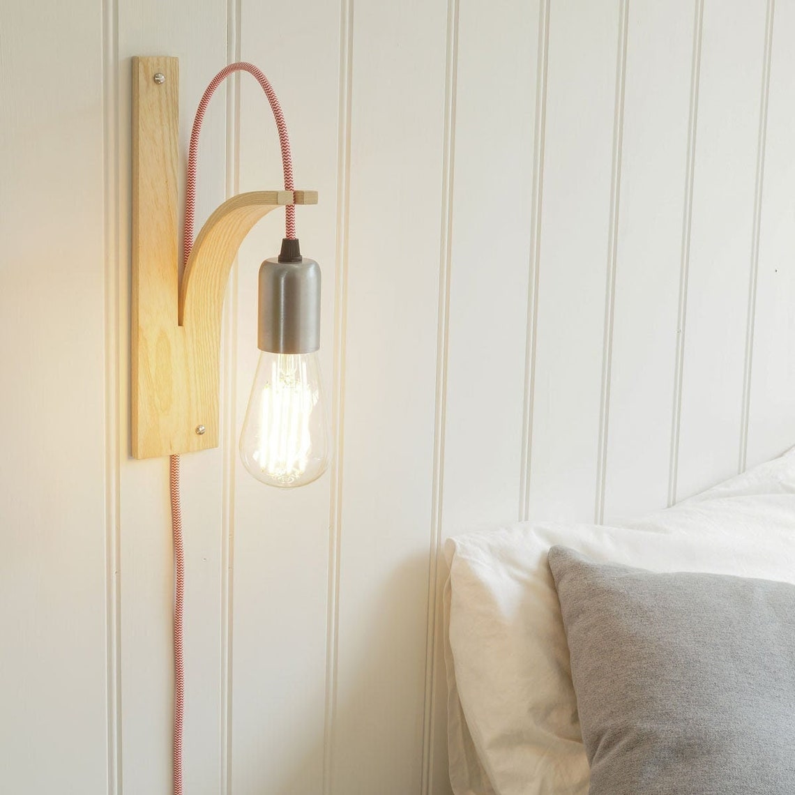 Customisable Wooden Wall Mounted Light in English Ash Etsy