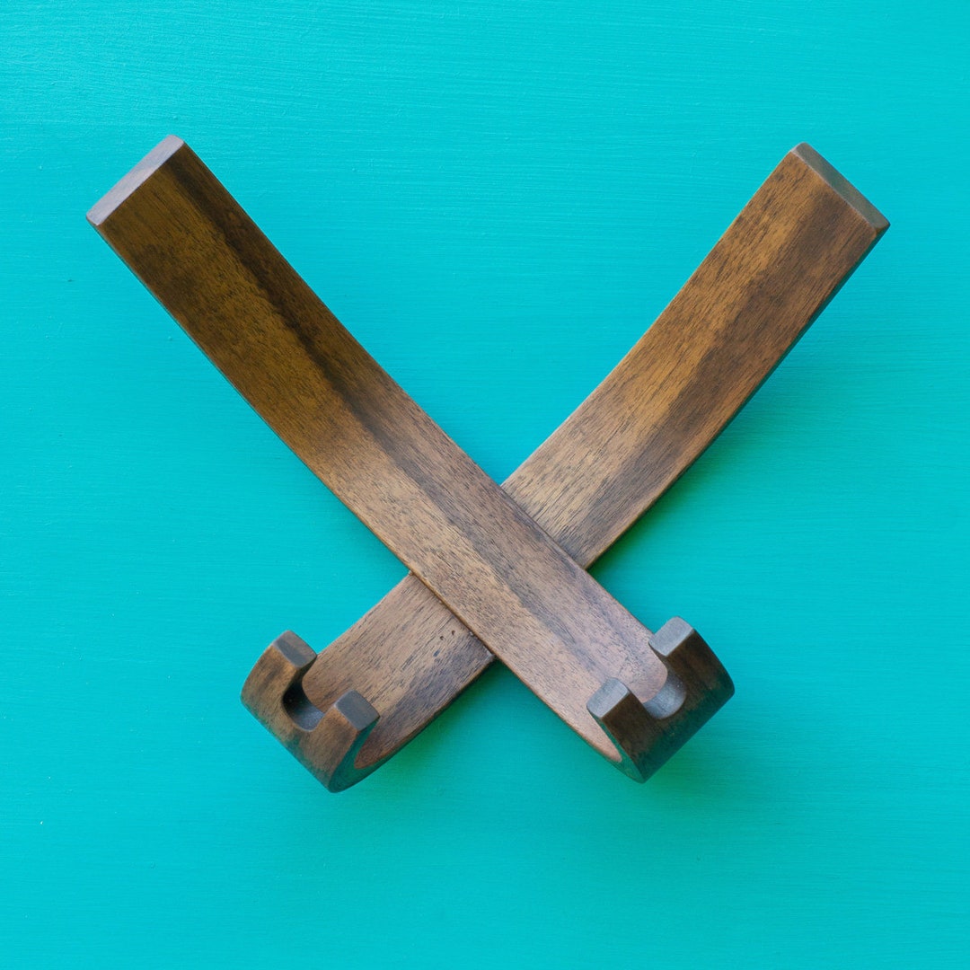 Walnut Wood Coat Rack Hat Rack Key Hooks Etsy