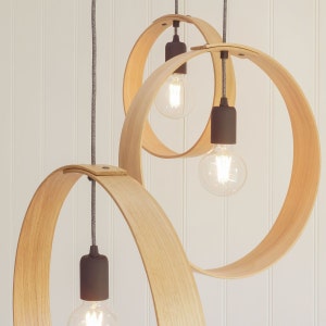 Wooden Chandelier with 4 Pendant Lights Handmade Pendants. image 3